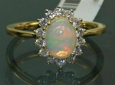 Anel de casamento de diamante simulado opala fogo corte oval 2,50 ct acabamento em ouro amarelo 14k comprar usado  Enviando para Brazil