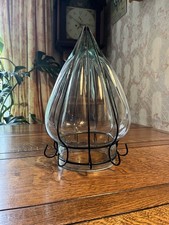 Pingente de luz de teto vintage grande enjaulado de arame vidro soprado com nervuras  comprar usado  Enviando para Brazil