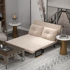 Sofa rozkładana HOMCOM, dwuosobowa z funkcją łóżka, rozkładana sofa o aksamitnym wyglądzie beżowa na sprzedaż  Wysyłka do Poland