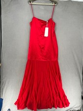 Usado, Vestido Shona Joy Feminino 10 Cetim Vermelho Novo com etiquetas Sem Mangas Slip Flared Maxi Formal comprar usado  Enviando para Brazil