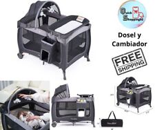 Cuna Corral Para Bebe Con Dosel Y Cambiador Portatil Ajustável Plegable Gris comprar usado  Enviando para Brazil
