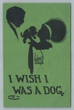 Cartão postal antigo silhueta verde casal com filhote "Wish I Was a Dog" 1910 comprar usado  Enviando para Brazil