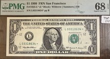 1999 EUA $1 FRN - STAR NOTE - 2 consecutivos S/N - Fr. 1925H- Nítido não circulado comprar usado  Enviando para Brazil