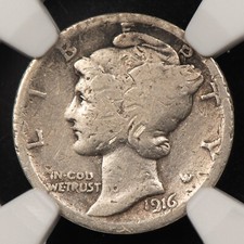 1916 10c silver d'occasion  Expédié en Belgium