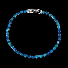 Pulseira de prata esterlina 925 oval opala azul 4x3mm joias de pedra preciosa natural 7,5 polegadas, usado comprar usado  Enviando para Brazil