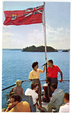 Canadian Red Ensign Flag Lake of Woods Cruise ONTARIO Canada Patriotic Postcard, usado comprar usado  Enviando para Brazil
