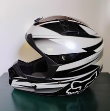 Capacete Fox Racing masculino tamanho pequeno 55-56cm V1 piloto branco ponto preto aprovado , usado comprar usado  Enviando para Brazil