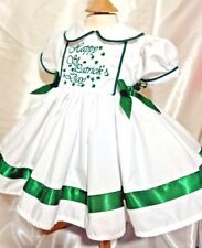 Usado, DREAM 0-8 años BEBÉ NIÑAS San Patricio día bordado blanco esmeralda vestido hinchado segunda mano  Embacar hacia Argentina