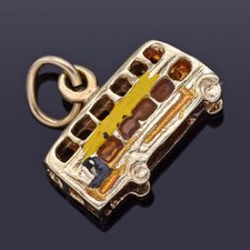 Pingente de berloque de ônibus vintage ouro amarelo 9k esmalte dois andares comprar usado  Enviando para Brazil