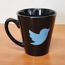 Caneca de café Twitter pássaro azul 8 oz logotipo descontinuado xícara preta aposentada comprar usado  Enviando para Brazil
