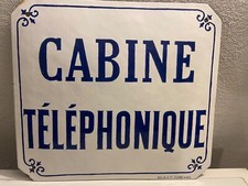 Ancienne plaque émaillée bombée CABINE TÉLÉPHONIQUE utilité signée commerce comprar usado  Enviando para Brazil