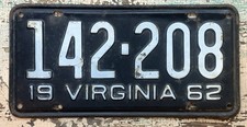 1962 license virginia plates for sale  Brownsboro
