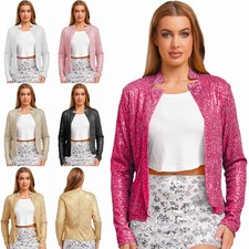 Damen Glitzer Bolero Jacke Pailletten Schulterjacke Festlich Cardigan Tops Party comprar usado  Enviando para Brazil