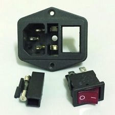 Używany, Moduł wlotowy Wtyczka 5A Przełącznik bezpiecznika Wtyczka Gniazdo zasilania 10A 250V 3 Pin IEC320 C14 na sprzedaż  Wysyłka do Poland