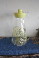 Garrafa de suco de vidro vintage Pyrex tampa jarro primavera flor margarida louca comprar usado  Enviando para Brazil