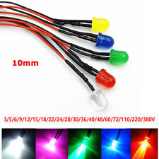 10 peças lâmpada LEDs pré-com fio 10mm luz de sinal ultra brilhante 3V 6V 12V 24V 48V ~ 380V, usado comprar usado  Enviando para Brazil