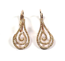 Brincos de prata esterlina folheados a ouro rosa diamante real espiral gota rasgada comprar usado  Enviando para Brazil