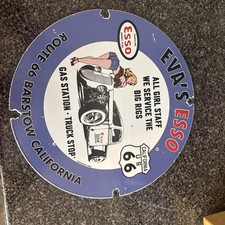 Placa de gás Eva's Esso 100% porcelana real Califórnia Rte 66 1962 gás Barstow comprar usado  Enviando para Brazil