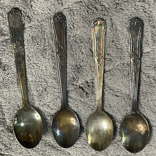 4 colheres miniaturas folheadas a prata INOX WOLFF, usadas em bom estado, usado comprar usado  Enviando para Brazil