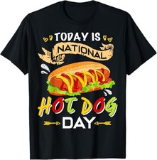 NOVO LIMITADO Hoje é Dia Nacional do Cachorro-Quente Engraçado Design de Cachorro-Quente Camiseta P-3XL comprar usado  Enviando para Brazil