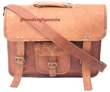 Natural Sun Tan Leather Satchel 15 "Vintage Messenger Shoulder Laptop Case Bag comprar usado  Enviando para Brazil