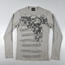 Camisa masculina vintage MMA Elite M Skull Graphics Y2K waffle térmico gótico grunge comprar usado  Enviando para Brazil