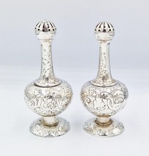 EDWARDIAN FORMA DE GARRAFA DE PRATA ESTERLINA SAL E PIMENTA SHAKERS Birmingham 1903 comprar usado  Enviando para Brazil
