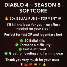Diablo 4 – Saison 8 – Softcore🔥 50x Runs Bélial – Tourment IV 🔥 na sprzedaż  Wysyłka do Poland