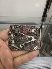 Fivela de cinto medieval metal guerreiro cor prata vintage 1976 grande americano comprar usado  Enviando para Brazil