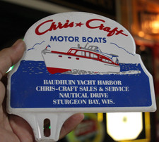 RARO 1950s CHRIS CRAFT STURGEON BAY WISCONSIN ESTAMPADO PINTADO PLACA DE METAL TOPPER comprar usado  Enviando para Brazil