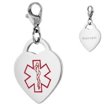 Warfarina Acero Inoxidable Alerta Médica Forma Corazón Dije Con / Langosta comprar usado  Enviando para Brazil