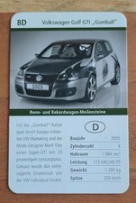 Volkswagen Golf GTI Gumball - 2005 - 8D - Einzelkarte - Quartett   comprar usado  Enviando para Brazil