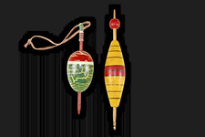 2 Flutuadores de Pesca de Madeira Pintada Vintage comprar usado  Enviando para Brazil
