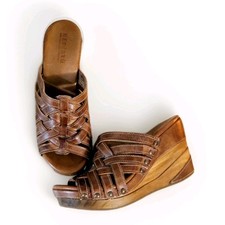 Sandálias plataforma Bed Stu Gina couro rústico bronzeado sapatos salto deslizante tamanho 11 comprar usado  Enviando para Brazil