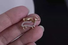 Uroczy kształt szczeniaka Fantazyjny wisiorek Okrągły symulowany diament w 14k żółto pozłacany na sprzedaż  Wysyłka do Poland