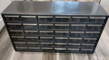 36 gavetas metal Akro-Mils pequenas peças organizador de armazenamento armário lixeira vintage, usado comprar usado  Enviando para Brazil