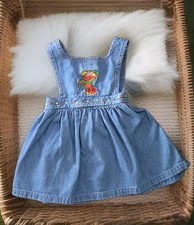Vestido vintage Y2K Sesame Street Baby Zoe denim botões florais emroidery 3T comprar usado  Enviando para Brazil