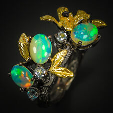 Usado, Anel de prata esterlina/RVS297 folheado a ouro 18k 925 opala natural X'mas Gift comprar usado  Enviando para Brazil