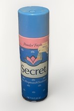1986 VINTAGE 1980'S SECRET DESODORANTE SPRAY LATA VAZIA-FILME ADEREÇO, PÓ FRESCO comprar usado  Enviando para Brazil
