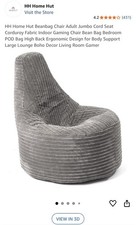 Jumbo cord beanbag for sale  BURY