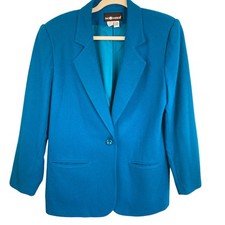 Blazer Vintage Anos 90 Sag Harbor Feminino L Azul Aqua 100% Lã Longo Oversized Carreira comprar usado  Enviando para Brazil