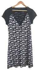 Sukienka VIVE MARIA rozm. 2L krótki rękaw do kolan czarna w kwiaty na sprzedaż  PL
