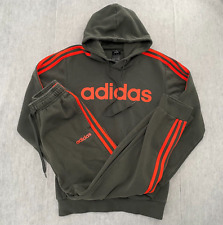 Conjunto de 2 calças com capuz Adidas Tracksuit adulto pequeno verde laranja lã masculina P comprar usado  Enviando para Brazil