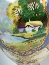 Vaso antigo Noritake pintado à mão paisagens com base aparafusada, usado comprar usado  Enviando para Brazil