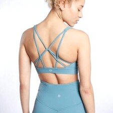Usado, Sutiã esportivo Athleta Solace tamanho G A-C azul riviera tiras ioga pilates novo sem etiquetas comprar usado  Enviando para Brazil