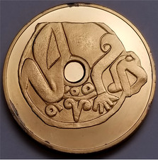 México 1976 Tlachtemalacatl anel de jogo de bola medalha maia 0,925 folheado a prata e ouro. comprar usado  Enviando para Brazil