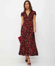 Vestido midi RIXO manga curta viscose vermelho estampa floral acabamento em renda Clarice comprar usado  Enviando para Brazil