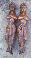 Par de figuras antigas arquitetônicas francesas esculpidas à mão de madeira cariátida Corbel comprar usado  Enviando para Brazil