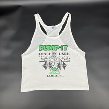 Regata branca vintage anos 80 "Pump it til it's hard" Tampa FL levantamento de peso tamanho G, usado comprar usado  Enviando para Brazil