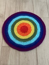 🌈 Tapete de malha redondo multicolorido – Tapete de crochê lavável à mão – 42 cm comprar usado  Enviando para Brazil